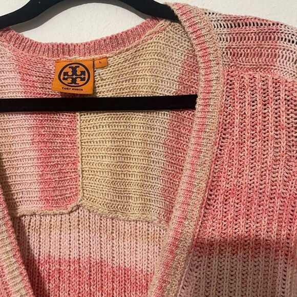 Tory Burch Erin Cardigan Pink Stripes - Picture 9 of 9